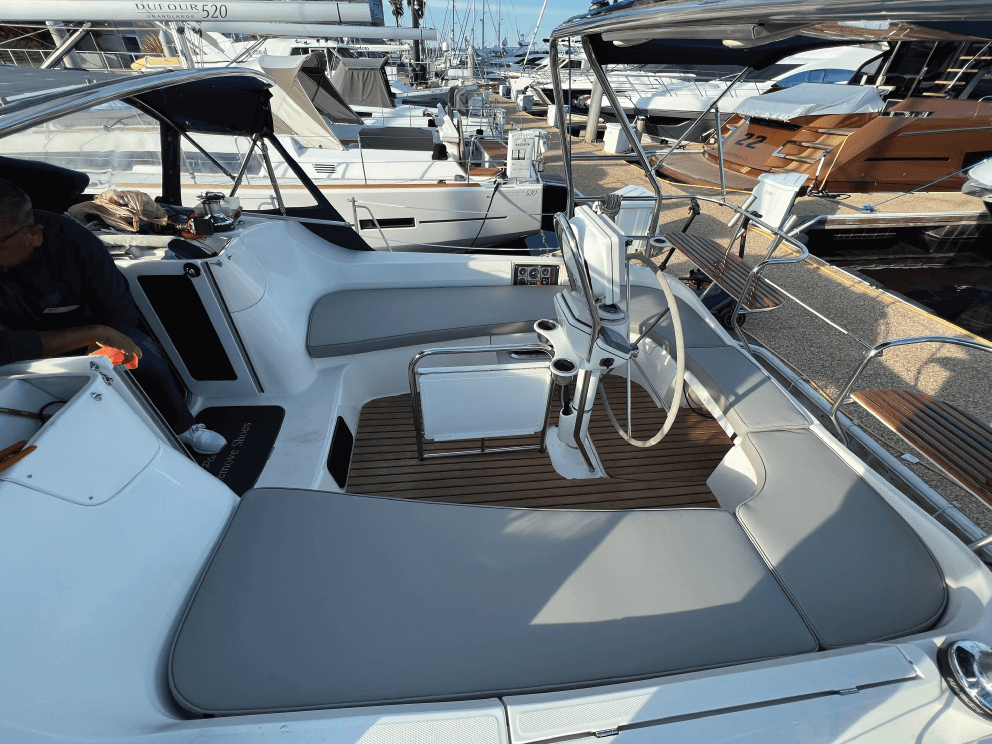 Gray boat seats